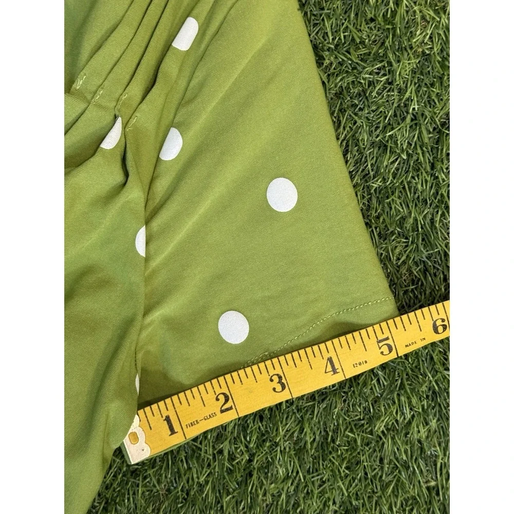 Unique Vintage Dress Womens Small 4 Green Polka Dot Retro Midi - Picture 15 of 16